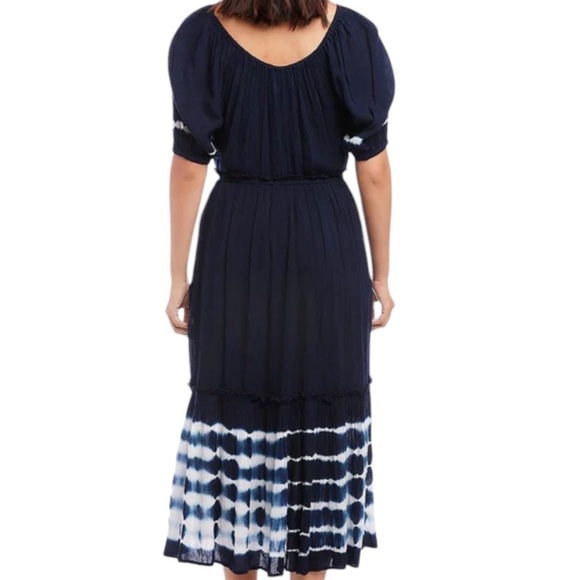 NWT KAREN KANE Short Sleeve Tie Dye  Tie Belt Ruffle Layered Dress Size Small - Picture 2 of 4
